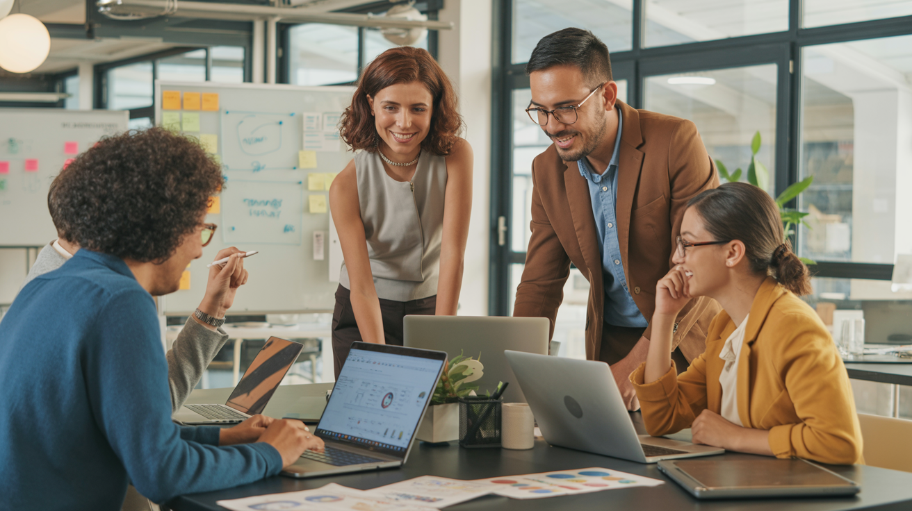 Merclino team collaborating in modern office